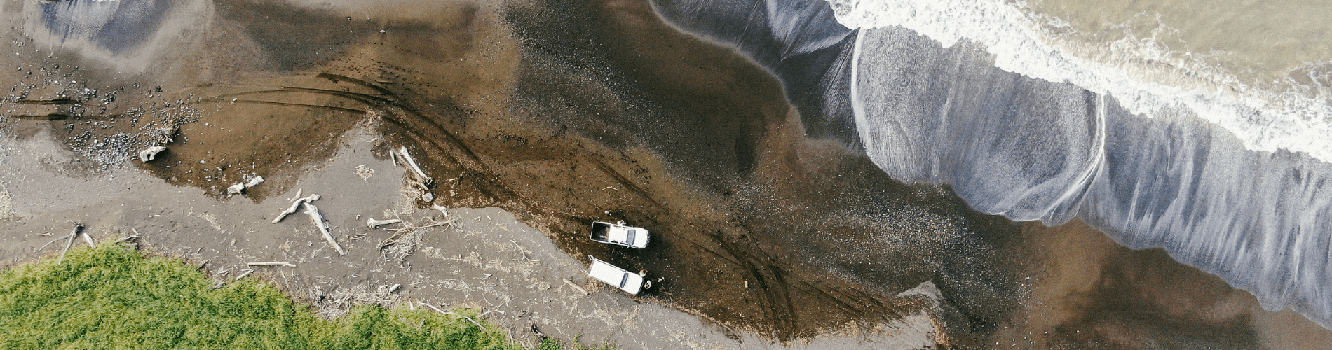 Tire tracks on the beach