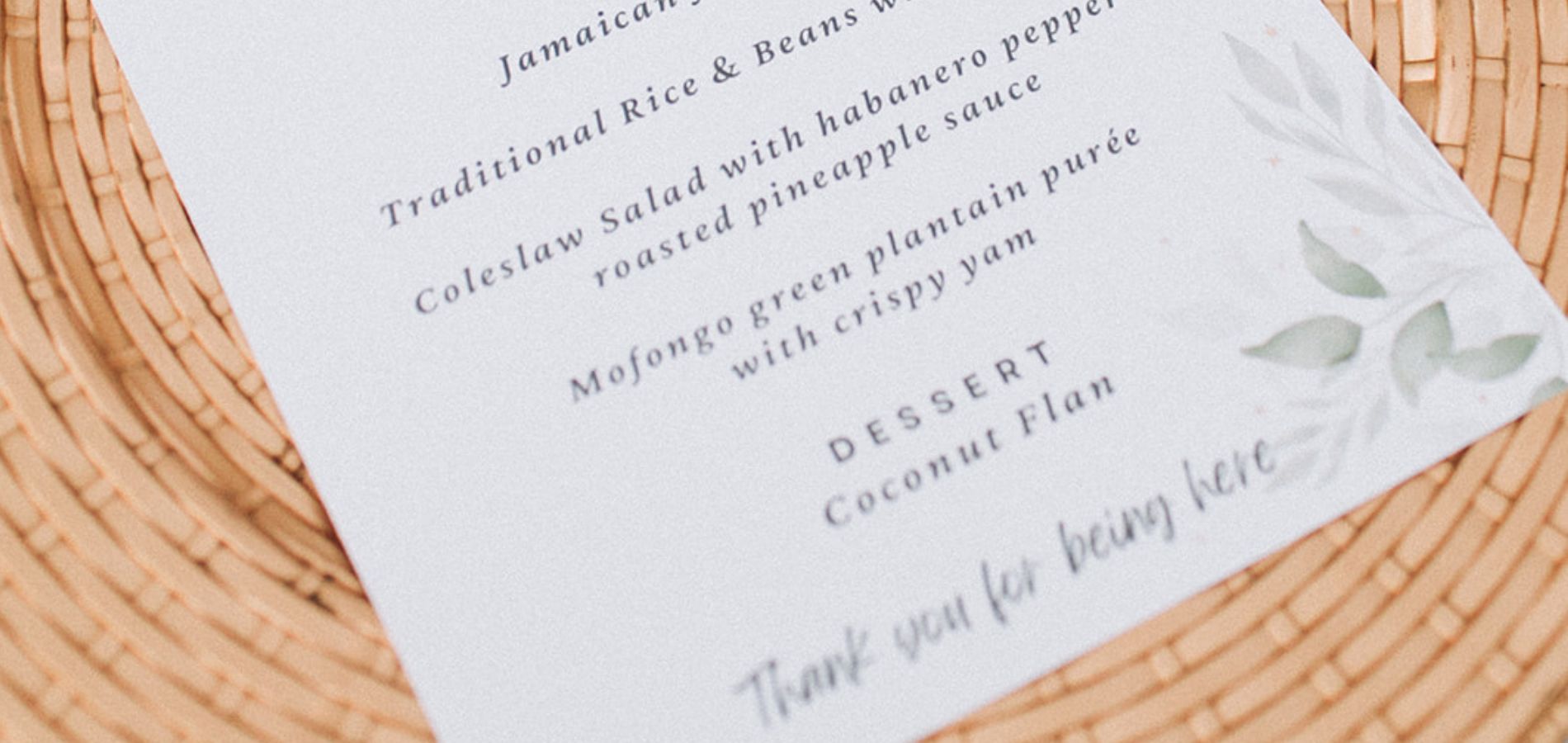 Custom wedding menu
